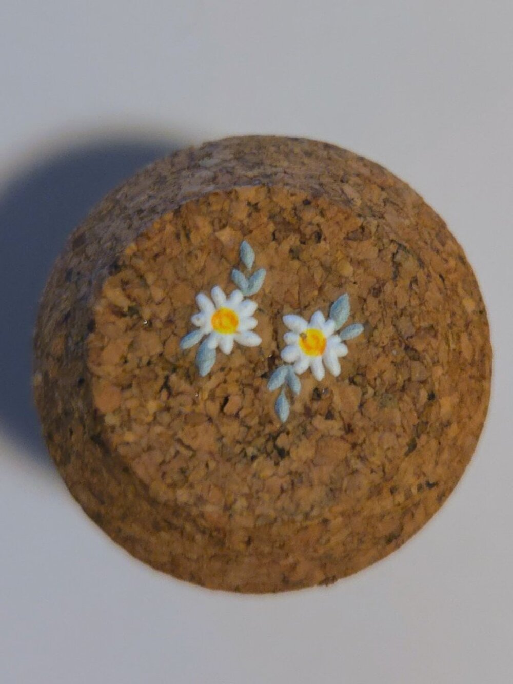 Brand New Hand Crafted Magnet Created from Champagne Cork Featuring Flowers